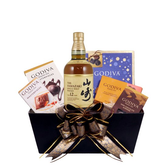 Yamazaki Japanese Godiva Chocolate Gift Basket 12yr Single Malt